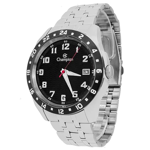 Relogio Masculino Champion CA31382D Preto Aço Inoxidavel com Calendario e Resistencia a Agua