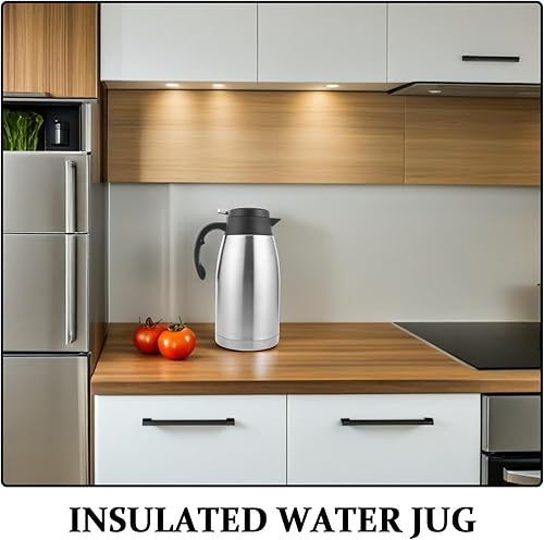 Miniatura 2 de Stainless Steel Insulated Vacuum Coffee Carafe 2L Large Capacity Beverage Dispenser Metal Water Pitcher with Lid for Keeping Hot