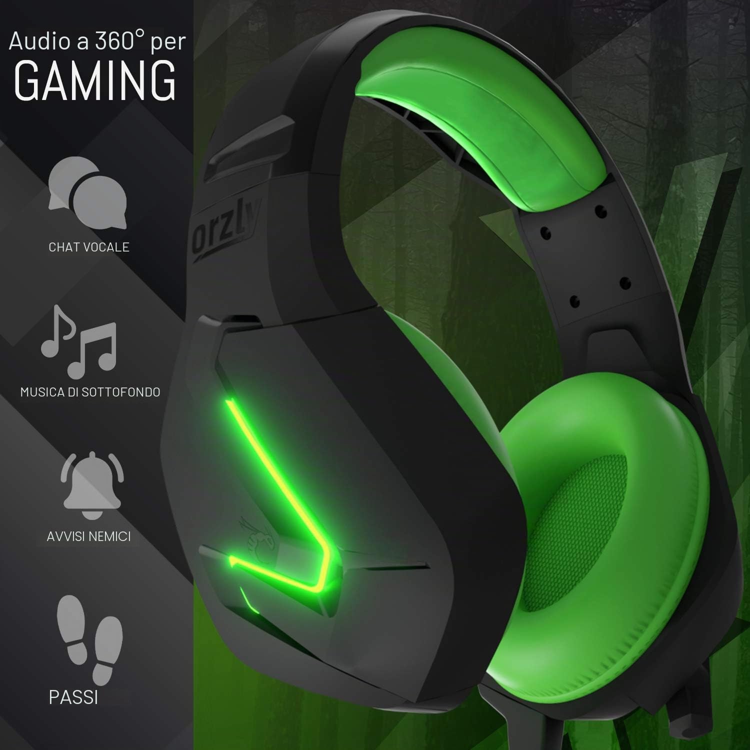 Orzly Cuffie da Gioco Bass Stereo per PS5 PlayStation 5, PS4, XBOX SERIES X|S, XBOX ONE, Nintendo Switch, Stadia, PC, MAC, Laptop Hornet RXH-20 Cuffie Gaming con Microfono [Edizione Sagano]