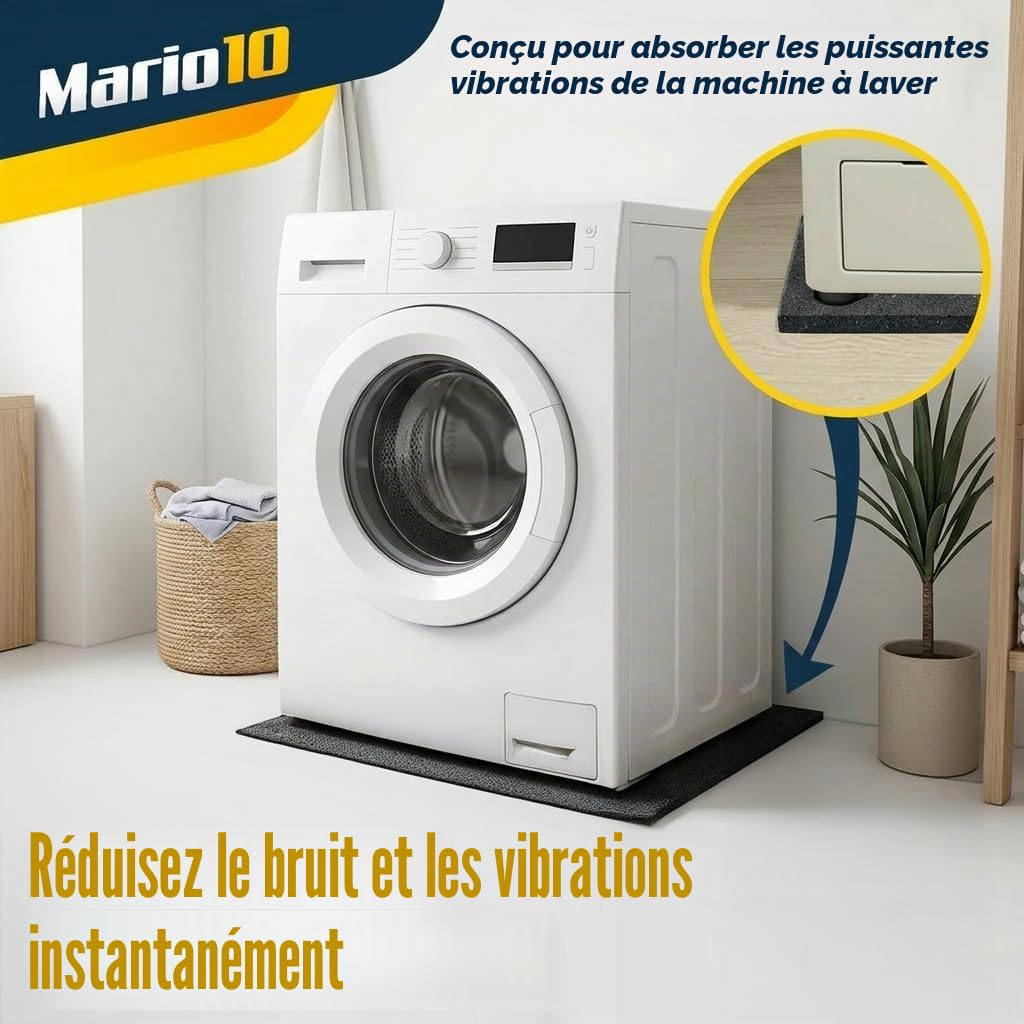 Mario 10 Tapis Anti-Vibration pour Machine à Laver 60 x 60 cm 60x60x1.5 Noir
