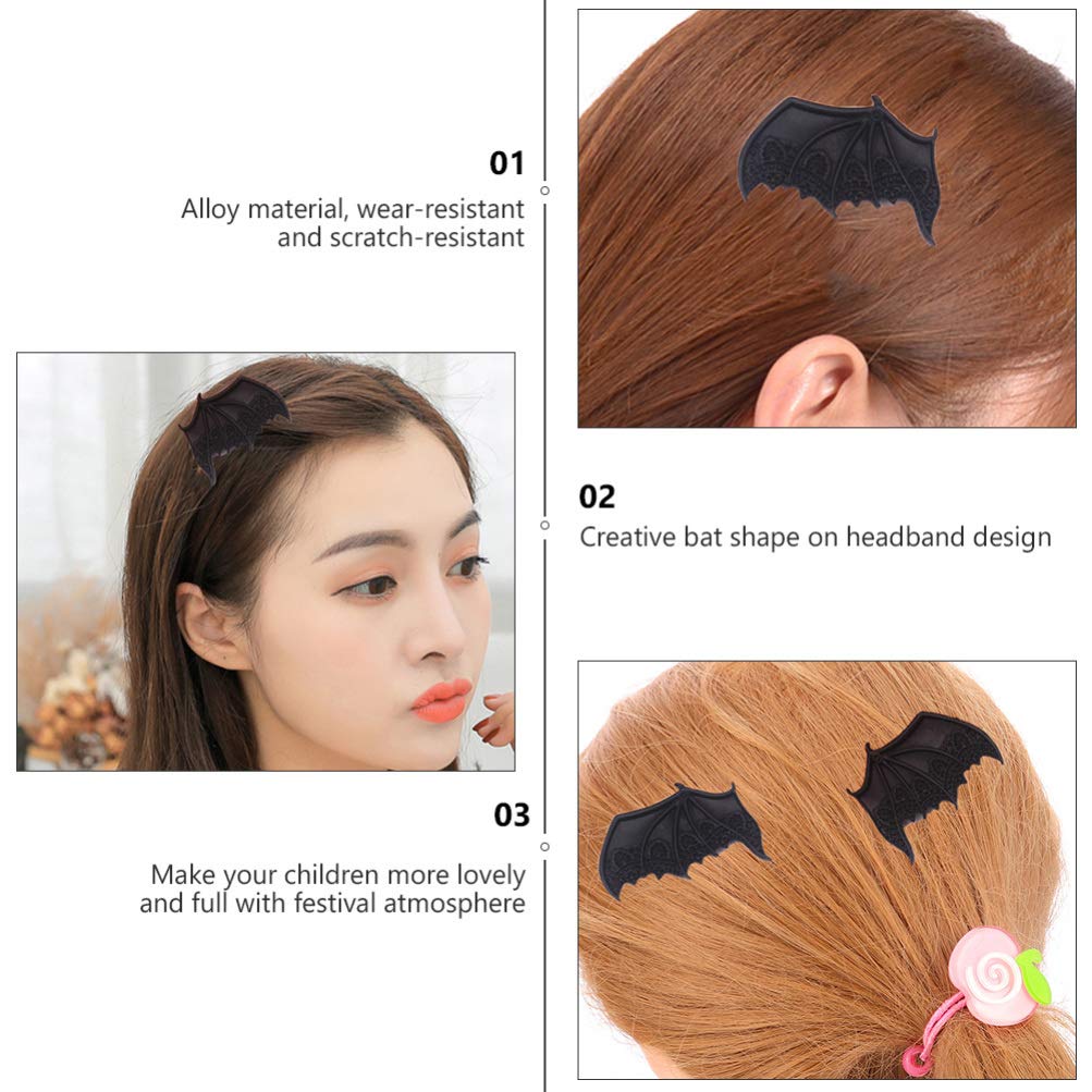 FRCOLOR Halloween Bat Hair Clip Hairpin,Metal Gothic Hair Clips Bat Wings Clips Custume for Adult,Women,2pcs(Mixed Color) - Image 4