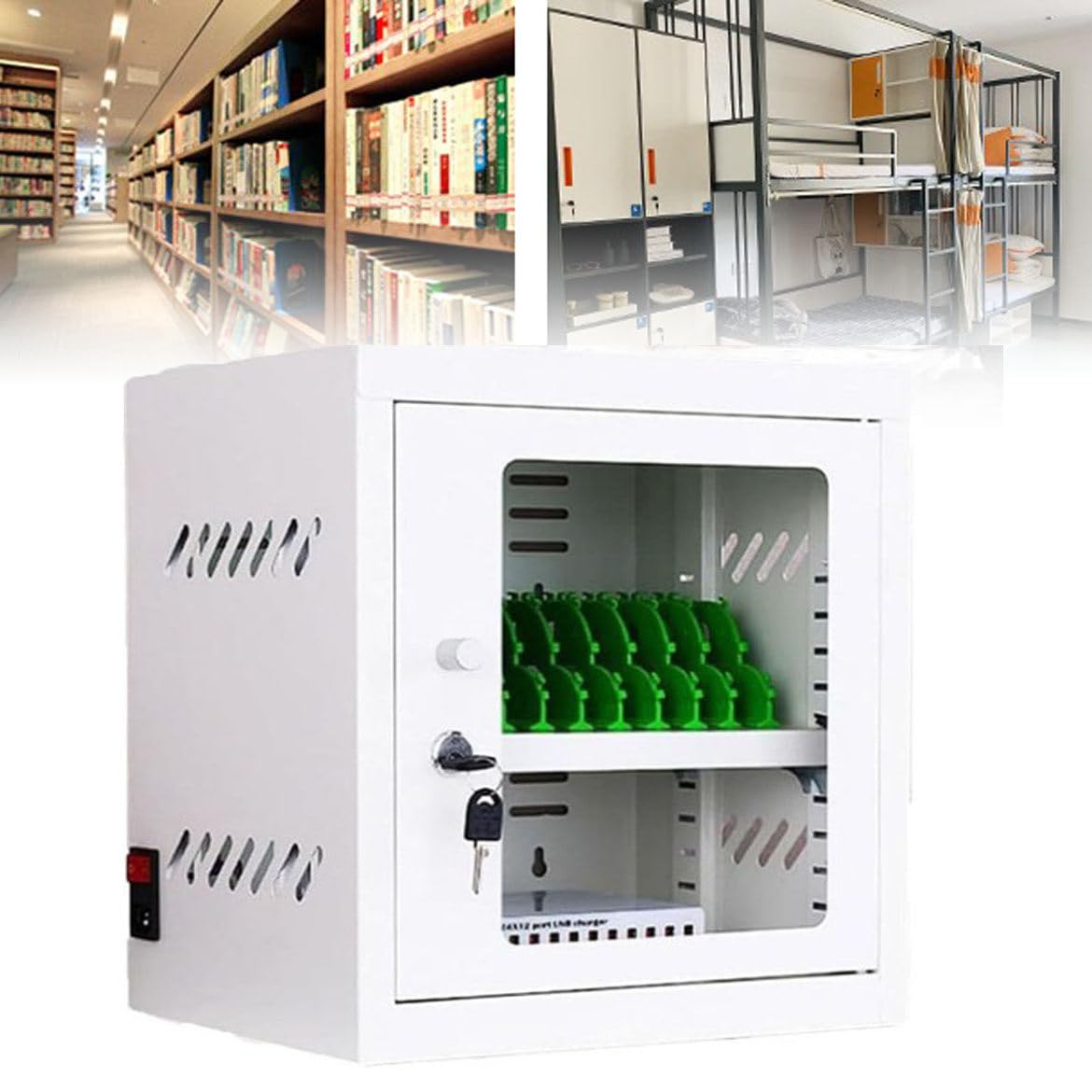 GTHTUHFD Cell Phone Charging Stations + Cellphone Locker 2 In 1 - Rechargeable Mobile Phone Charging Cabinet,Portable Storage Box,20Slots-30Slots,12slots