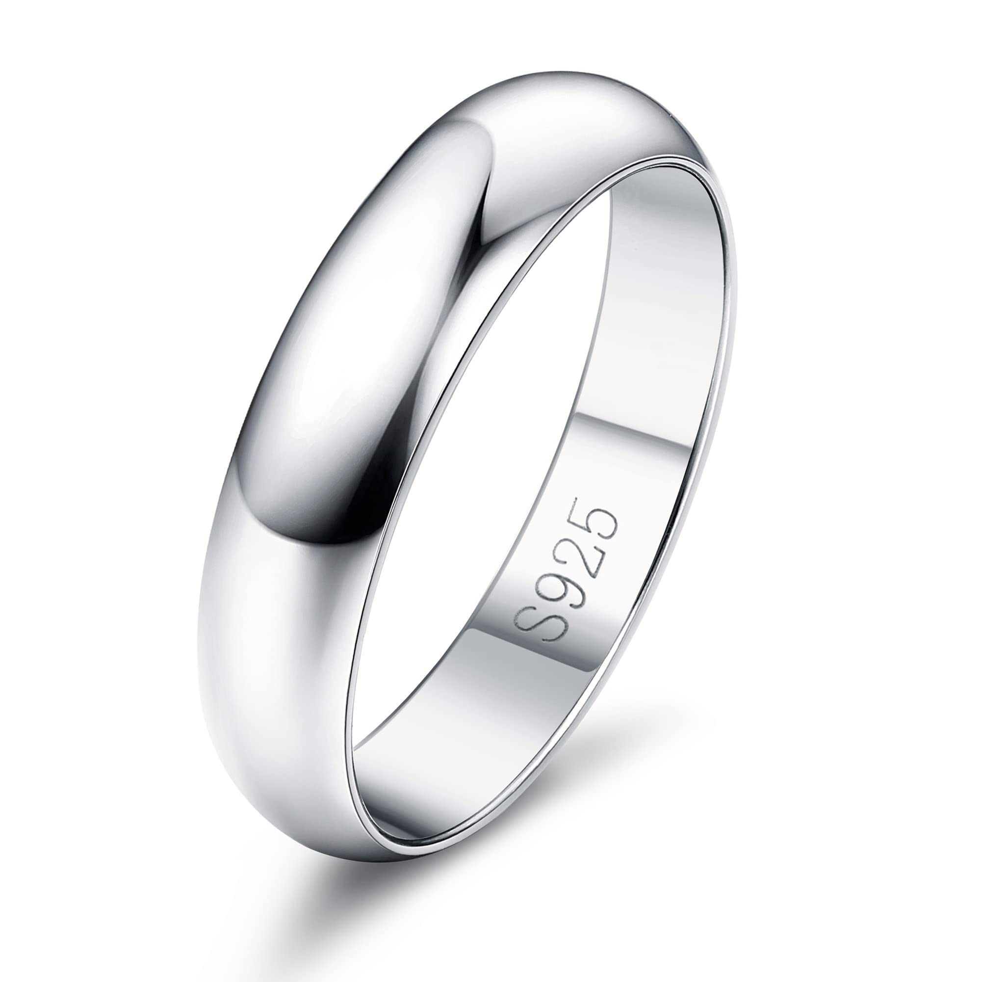 Diamday 925 Anillo Plata Mujer Hombre Alianza Boda Pulido Clásico Simple Minimalista Plata Pareja Anillo Esterlina Regalos Joyería de Aniversario Tamaño 12-25 2/4MM