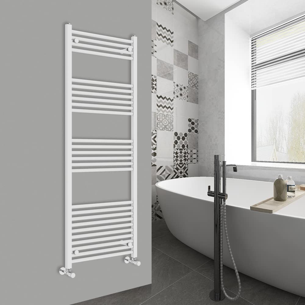Warmehaus Straight Bathroom Heated Towel Rail Radiator White 1600x600mm — image 1