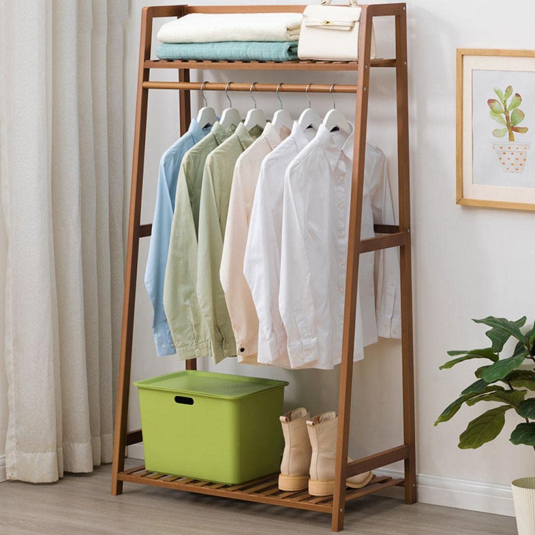 Amazon.co.jp: ハンガーラック 木製 パイプハンガー ワードローブ