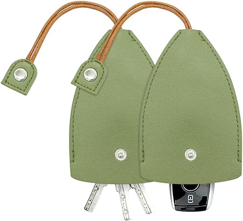 Miniatura 1 de Funda para llaves de automóvil, 2 bolsas creativas extraíbles para llavero, de piel sintética, gancho protector de gran capacidad para llaves (verde)