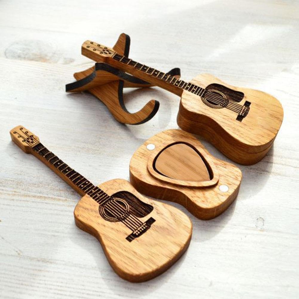 2x Gitarre Plektrum Halter In Gitarrenform - Stylisches Aufbewahrungsbox Set Für Pick