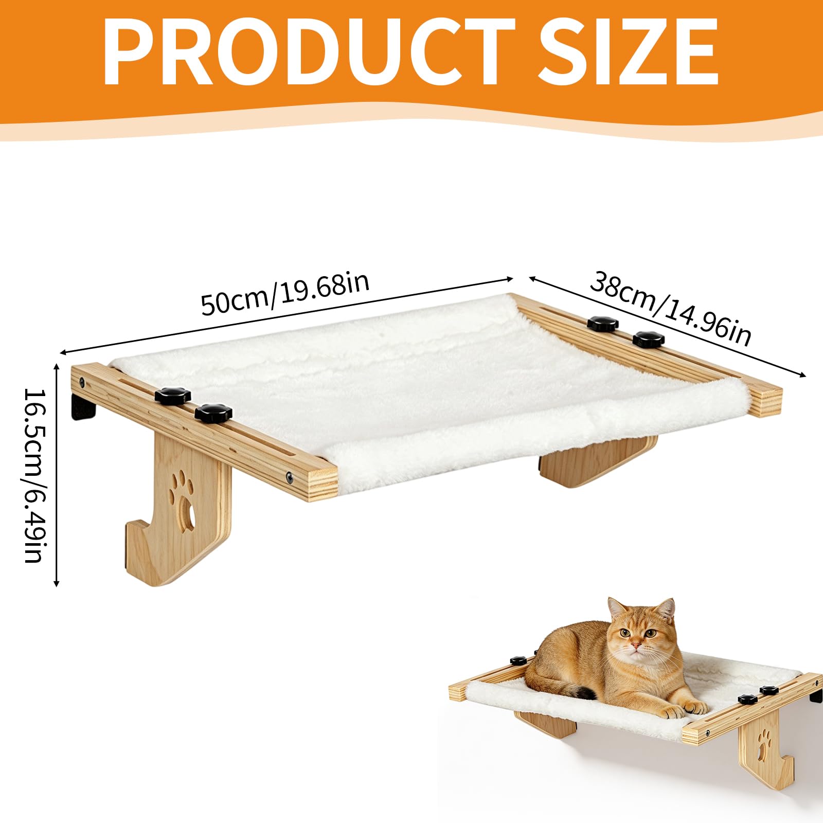 Heizungsliege Hängende Katzenhängematte, Katzen Fensterliege Holz Katzenbett Hängen Balkon Katzenbett Heizungsliege Katzen Katzenliege zum Schlafen 50.5 x 38 x 16.5 cm Halten 15kg