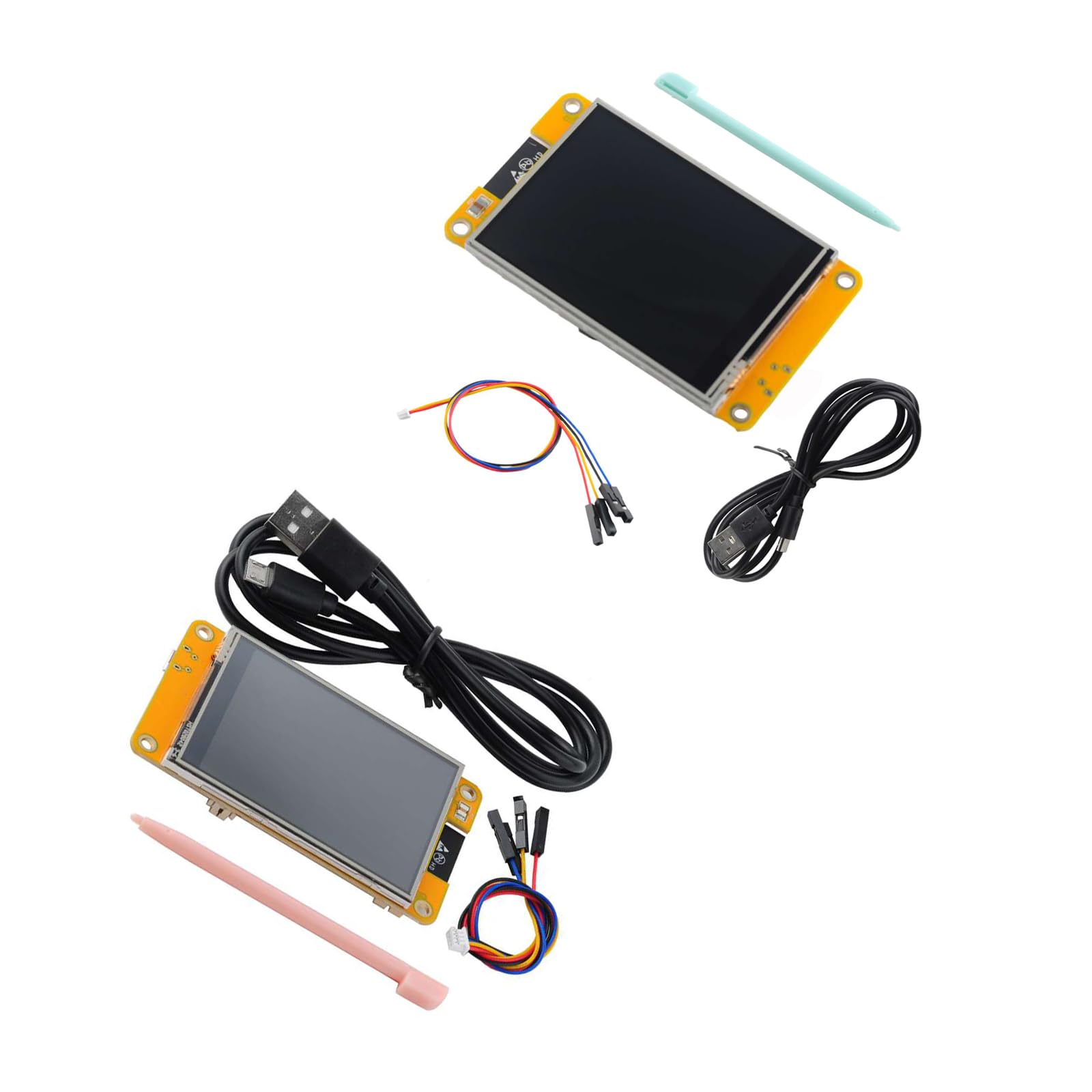 Detailed pinout diagram of the ESP32-2432S028R module showing components like ESP-WROOM-32, RESET, BOOT, Speak, 4P 1.25 Power supply base, Type-C, Micro-USB, TF card slot, Temperature and humidity interface, Extended IO, and RGB LED.