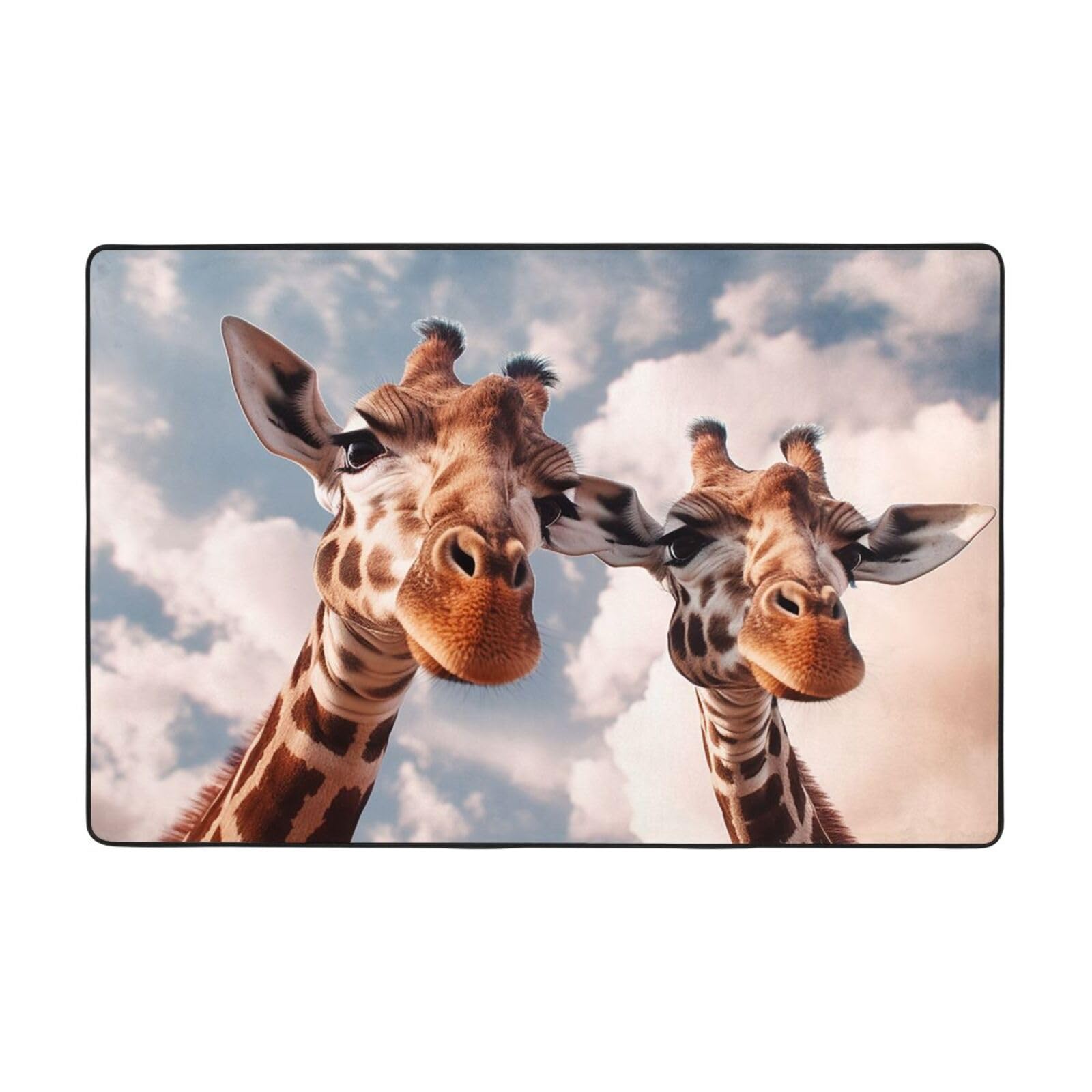 Tapis deux girafes au look vintage pour une décoration d intérieur originale de ferme