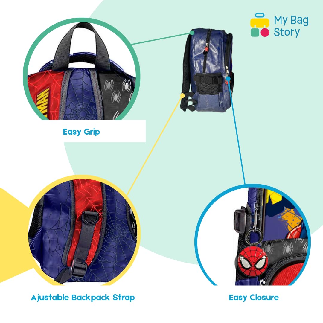 mybagstory Zaino per bambini Marvel Spiderman | Zaino scolastico per bambini per scuola elementare CP CE1 | Design ergonomico con spallacci imbottiti, dimensioni 42 x 36 x 15 cm, idea regalo supereroe