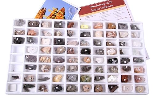 Colección de rocas y minerales de introducción a las ciencias de la tierra para el salón de clases
