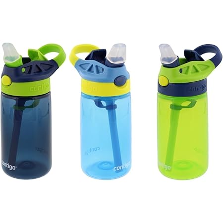 Contigo Kids Autospout Gizmo Water Bottles, 14oz (Nautical, School Boy, Granny Smith)
