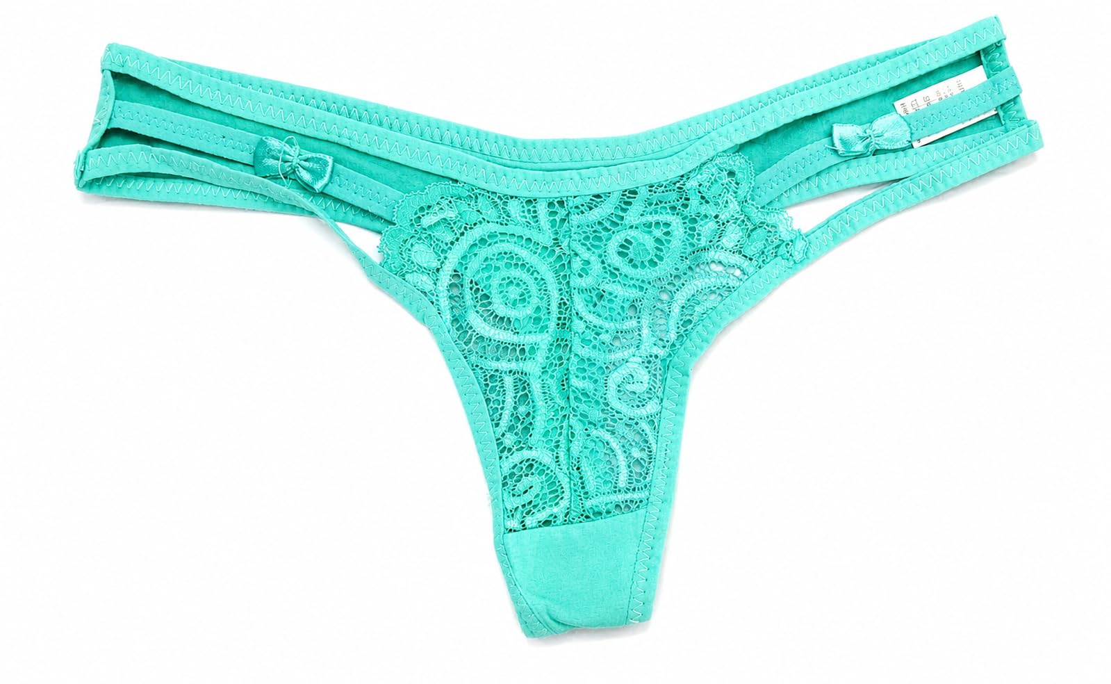 Lace Thong Panty with Satin Bow Detail-image-5