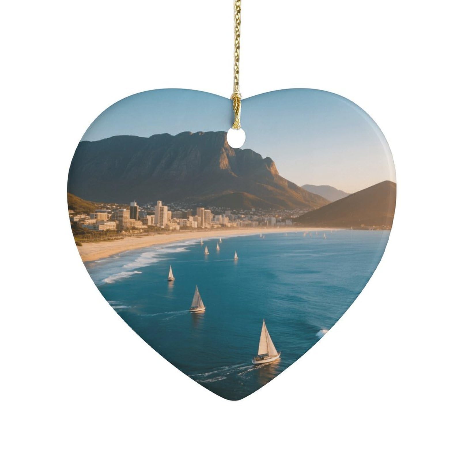 Fekiloot Style Mountains And Coastline Ceramic Ornament Home Decor Keepsake
