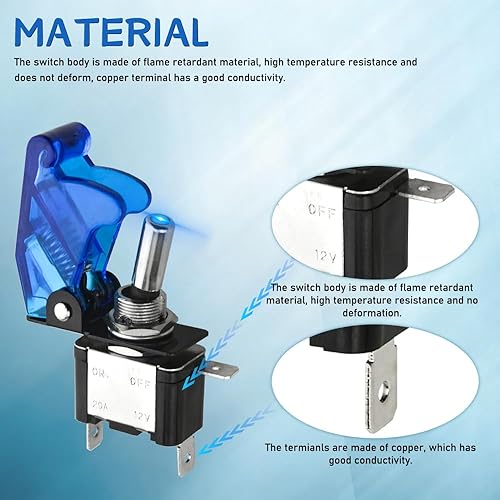 Miniatura 3 de WMYCONGCONG 6 unids 12V 20A LED interruptor de palanca de diodo Coche On/Off Control SPST Azul Rojo Verde Blanco Amarillo Púrpura