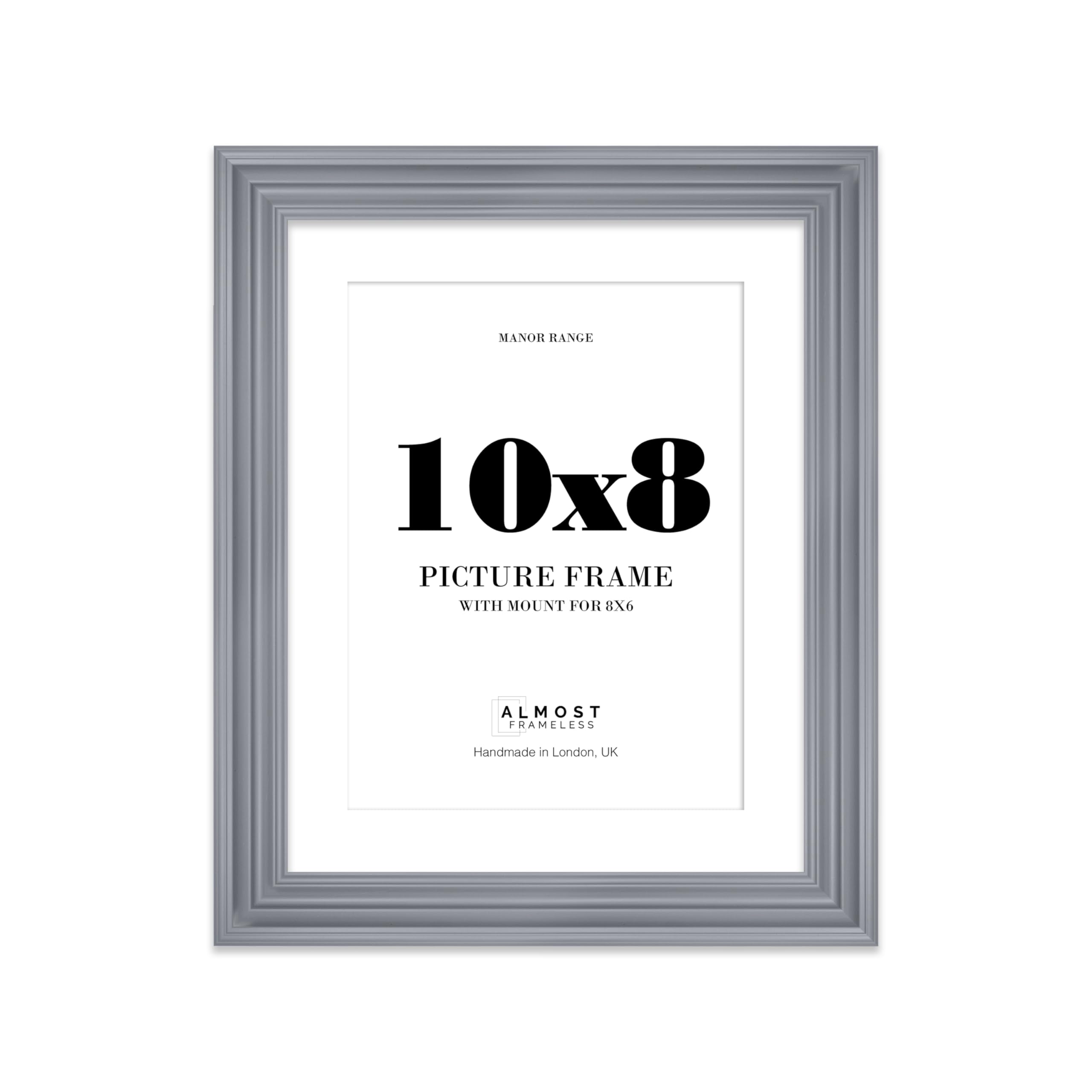 10x8 Grey Picture Frame - 10x8 Frame with 8x6 Mount for 10x8/8x6 Pictures Classic Style Decorative Wall Display Frame, 1 Pack