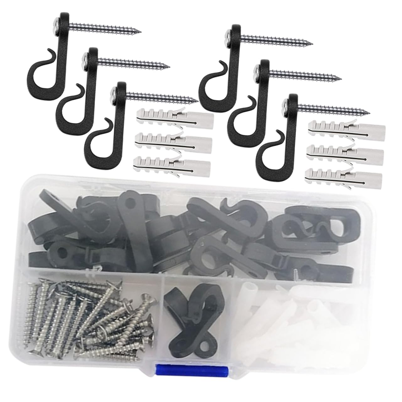 ifundom 1 Box Light Hanger Hooks with Self Tapping Screws and Expansion Tubes for Outdoor String Lights Wind Chimes and Hanging Plants Design