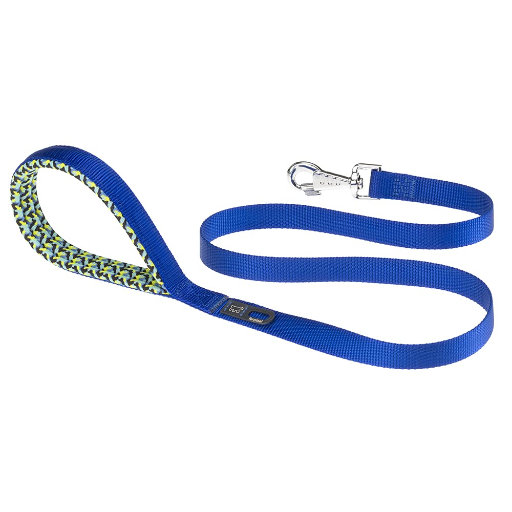 Ferplast Daytona G Guinzaglio per Cani Extraresistente - Morbida Impugnatura Imbottita - Pratico Porta Sacchetti Igienici - Antiabrasione - Design Italiano - 120 x 1,5 cm, Blu Fantasia