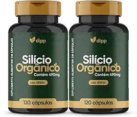 Silício Orgânico Dipp 490mg 120 Cápsulas 2 Frascos - Suplemento Mineral para Beleza da Pele, Unhas e Cabelos