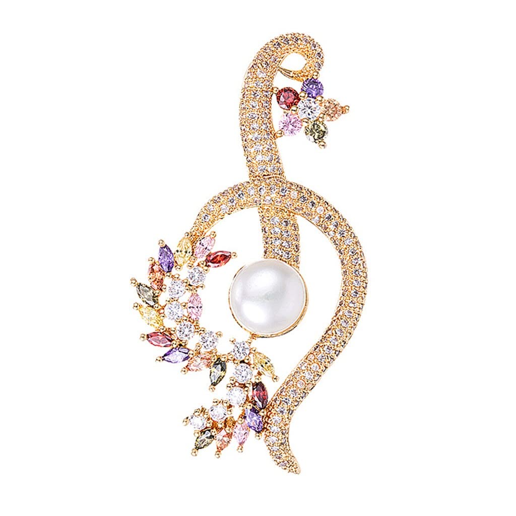 Broche en Zircon incrustée, Perle, Corsage, Fleur, Note de Musique, Accessoires pour vêtements