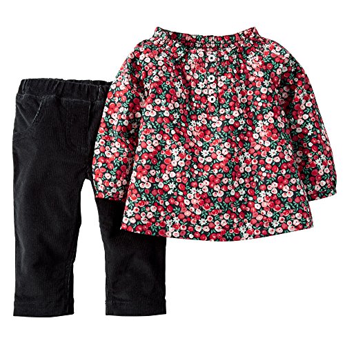 Haut fleuri et pantalon Carter's en velours pour les premières sorties automnales de bébé