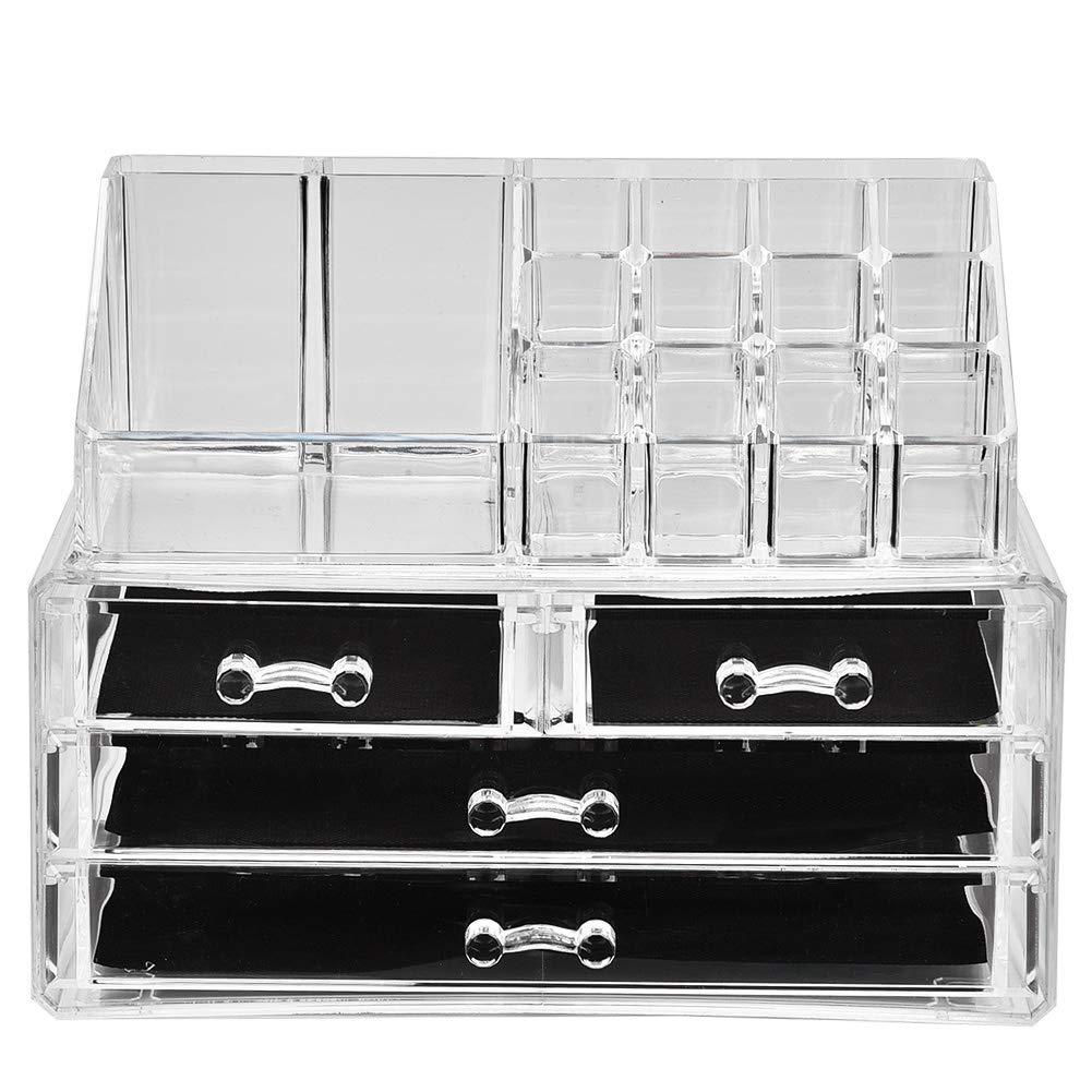 Przezroczysty organizer na kosmetyki do makijażu, pudełko do przechowywania biżuterii, wielowarstwowe etui z szufladami, przezroczysty organizer na biżuterię, na kolczyki, pierścionki