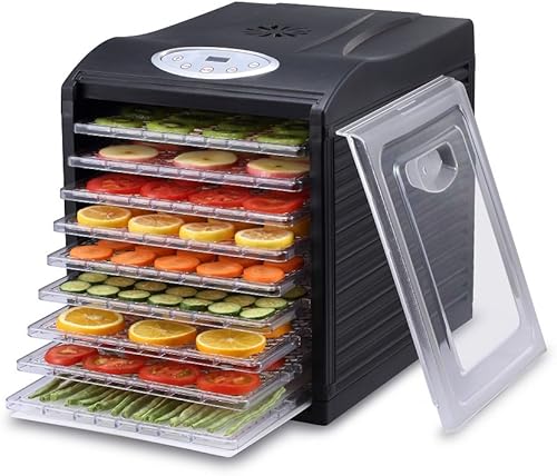 Deshidratador Samson "Silent" de 9 bandejas con temporizador digital y control de temperatura para frutas, verduras, carne seca de res, hierbas,