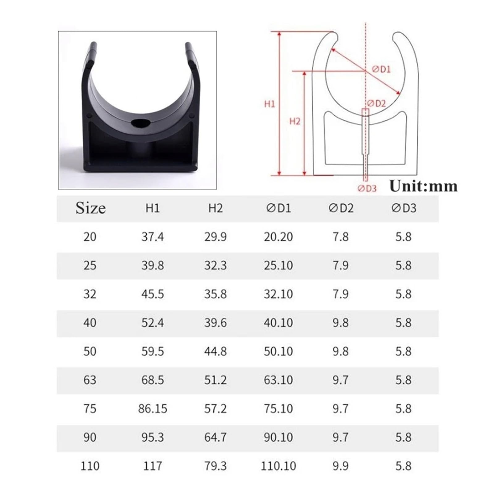 2~20 sztuk ID 20~110mm obejma rurowa UPVC złącze nawadnianie ogrodu akwarium podlewanie Adapter armatura złącze mocujące(Inner dia 63mm,20pcs)