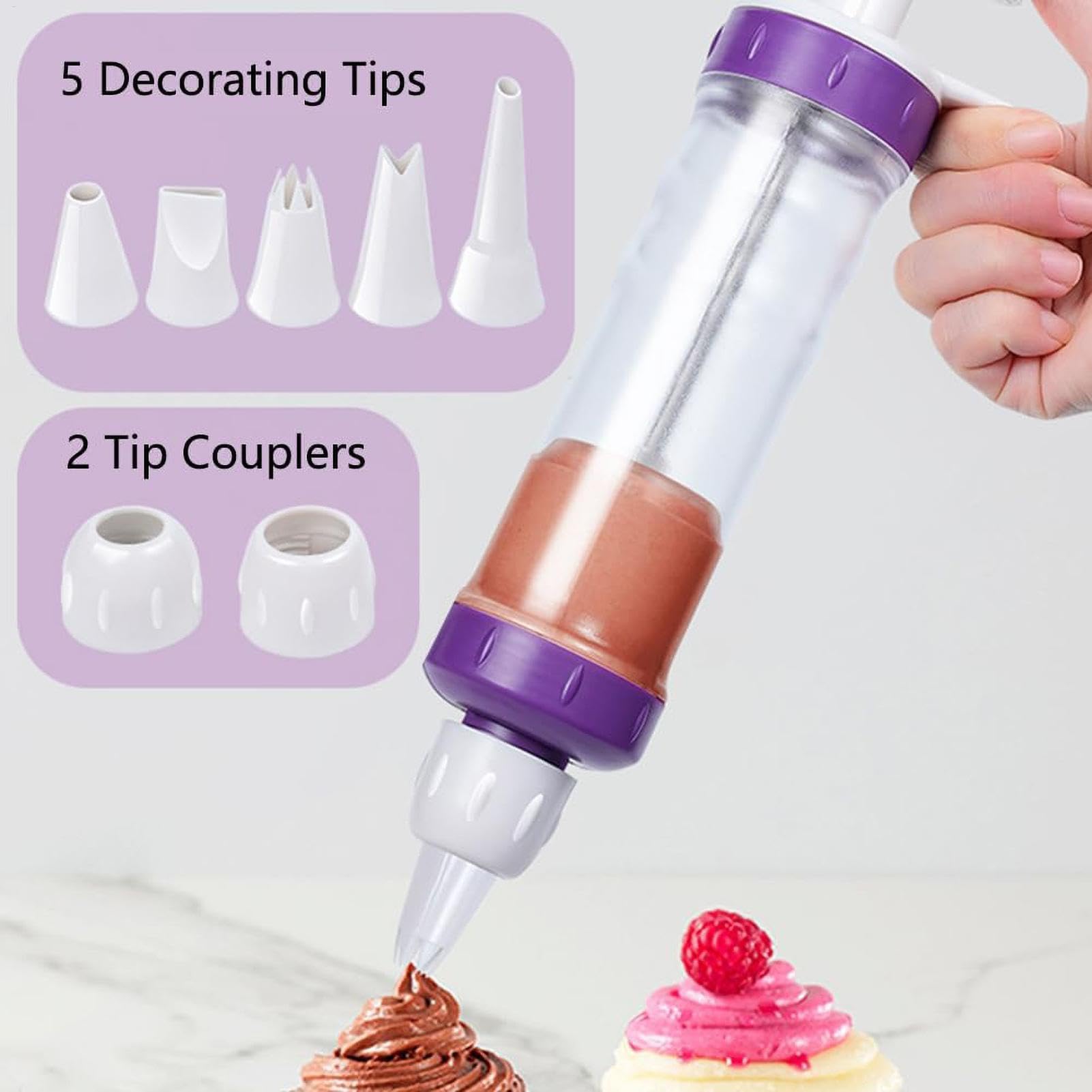 Set di 2 siringhe per glassa, kit per glassa per torte con 16 beccucci