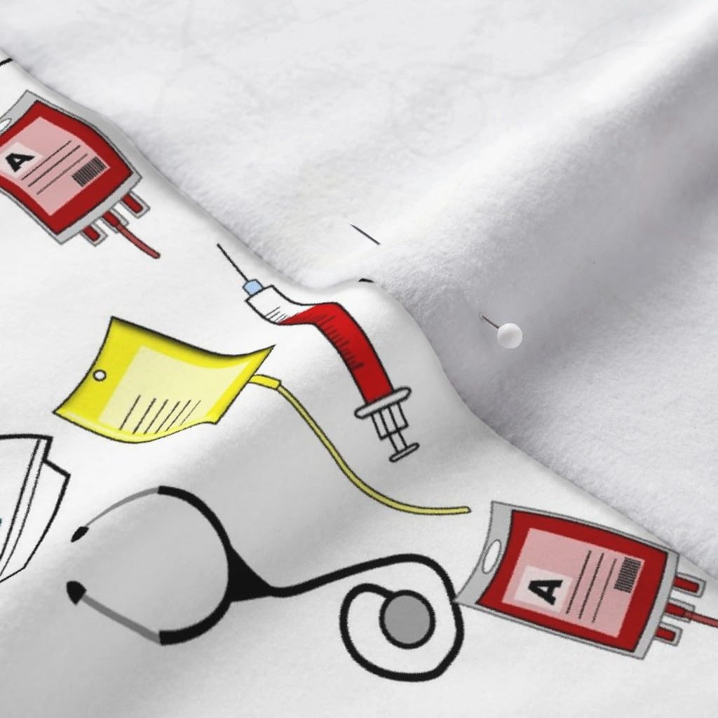 Spoonflower Fabric - Nurse Tools Registered Student Nursing Medical Theme Hospital Printed on Polartec(R) Fleece Fabric by The Yard - Sewing Blankets Loungewear and No-Sew Projects