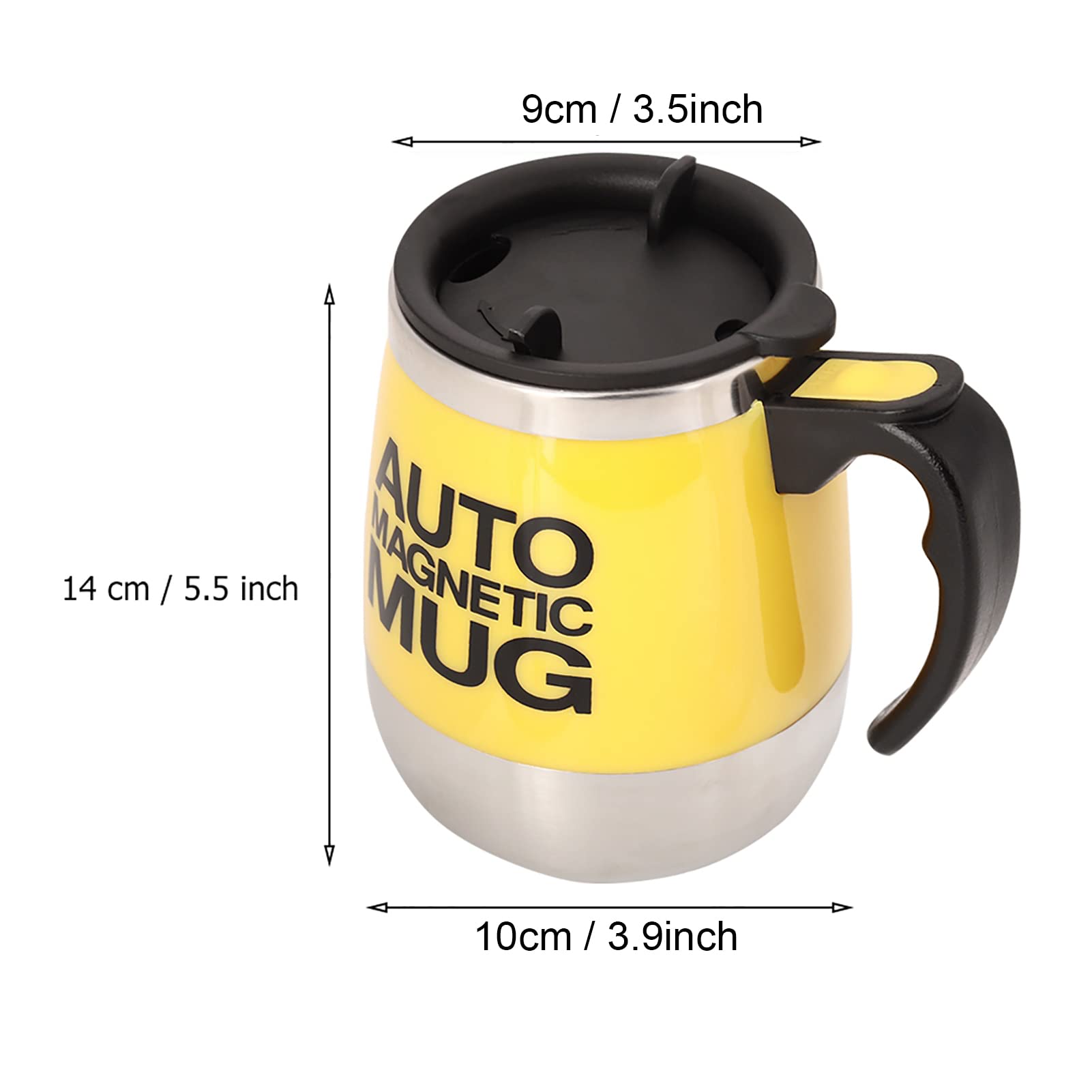 NDNCZDHC 400ml Coffee Stirring Mug with Lid Stainless Steel Self Stirring Coffee Mug Electric Mixing Mug Stirring Cup(yellow)