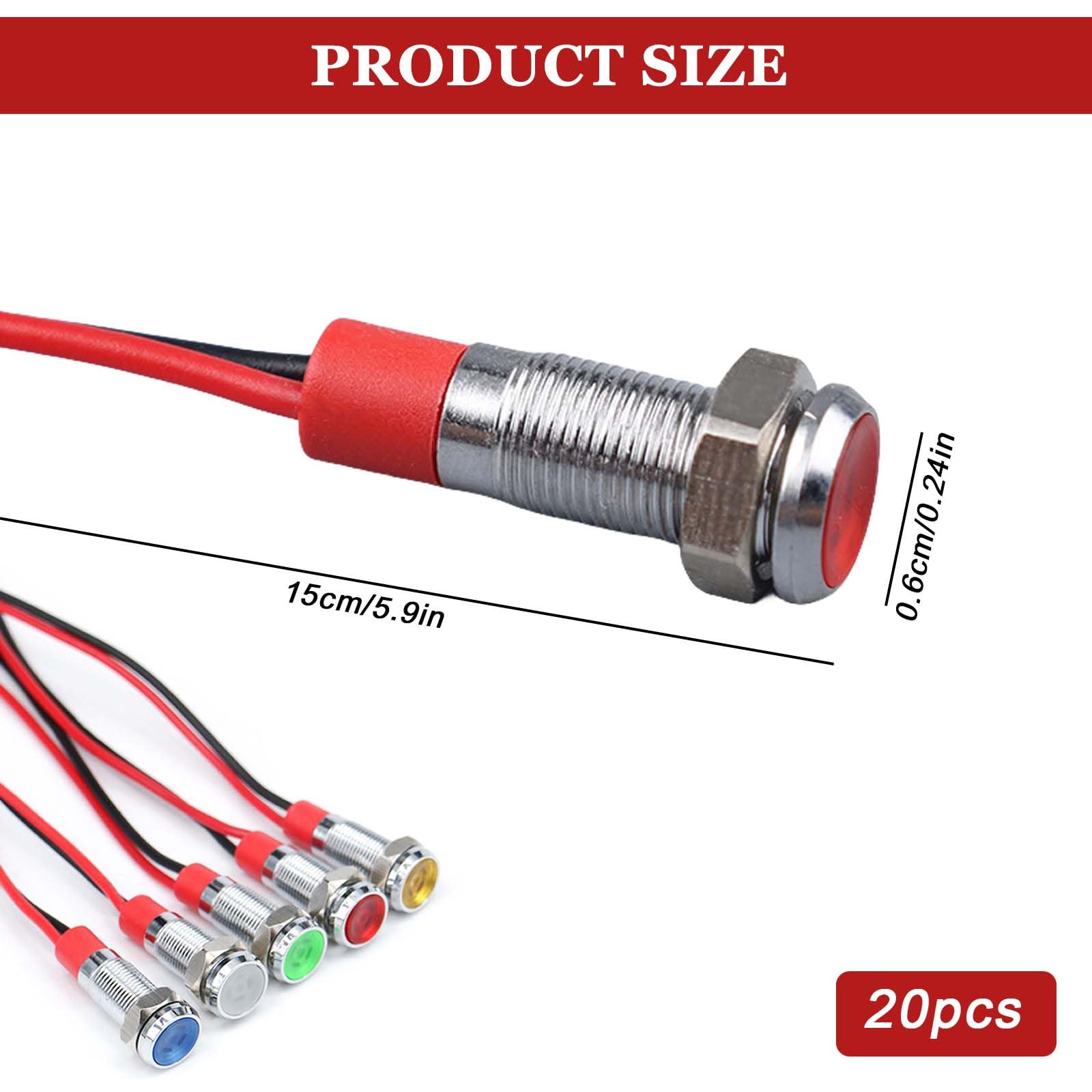 Yuco YC-9WRT-23A-24-10 Amber LED 9mm Miniature Indicator Pilot Light 24V AC/DC