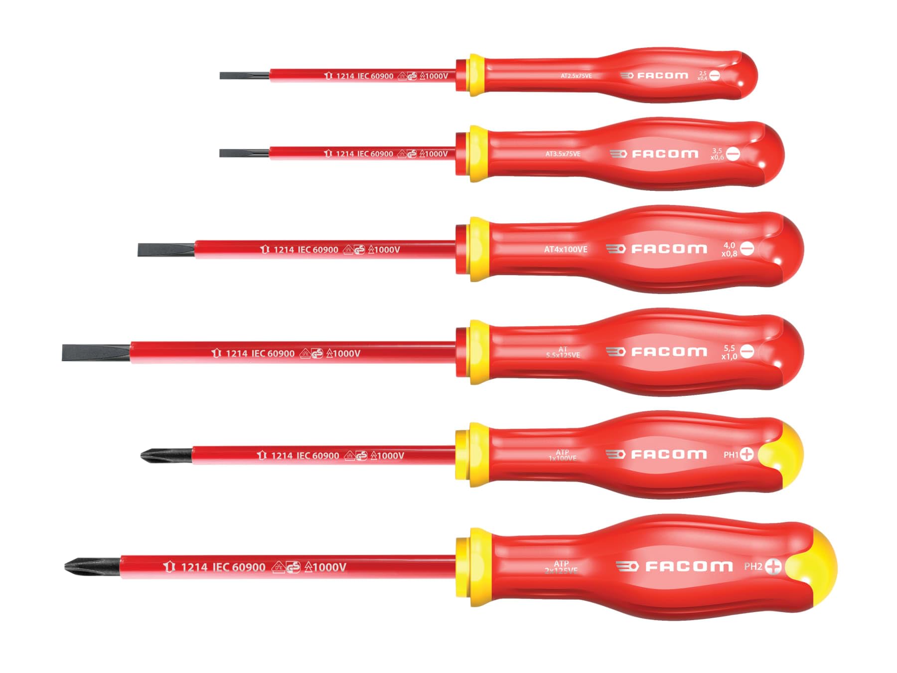 Facom Gold Atpve.j6pb Protwist® Vde Screwdriver Set 6 Piece