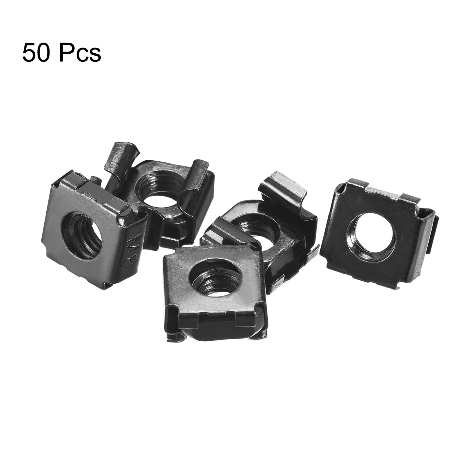 QUARKZMAN Dadi a Gabbia Snap-In, Dado in Acciaio Carbonio M8 x 1.25mm per Armadio Scaffale Server 50pz