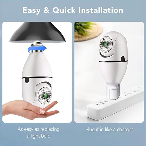 Miniatura 4 de Cámara de seguridad de bombilla, cámara inalámbrica de 1080P para cámara de mascotas, cámara de enchufe de luz PTZ de 360 con detección de