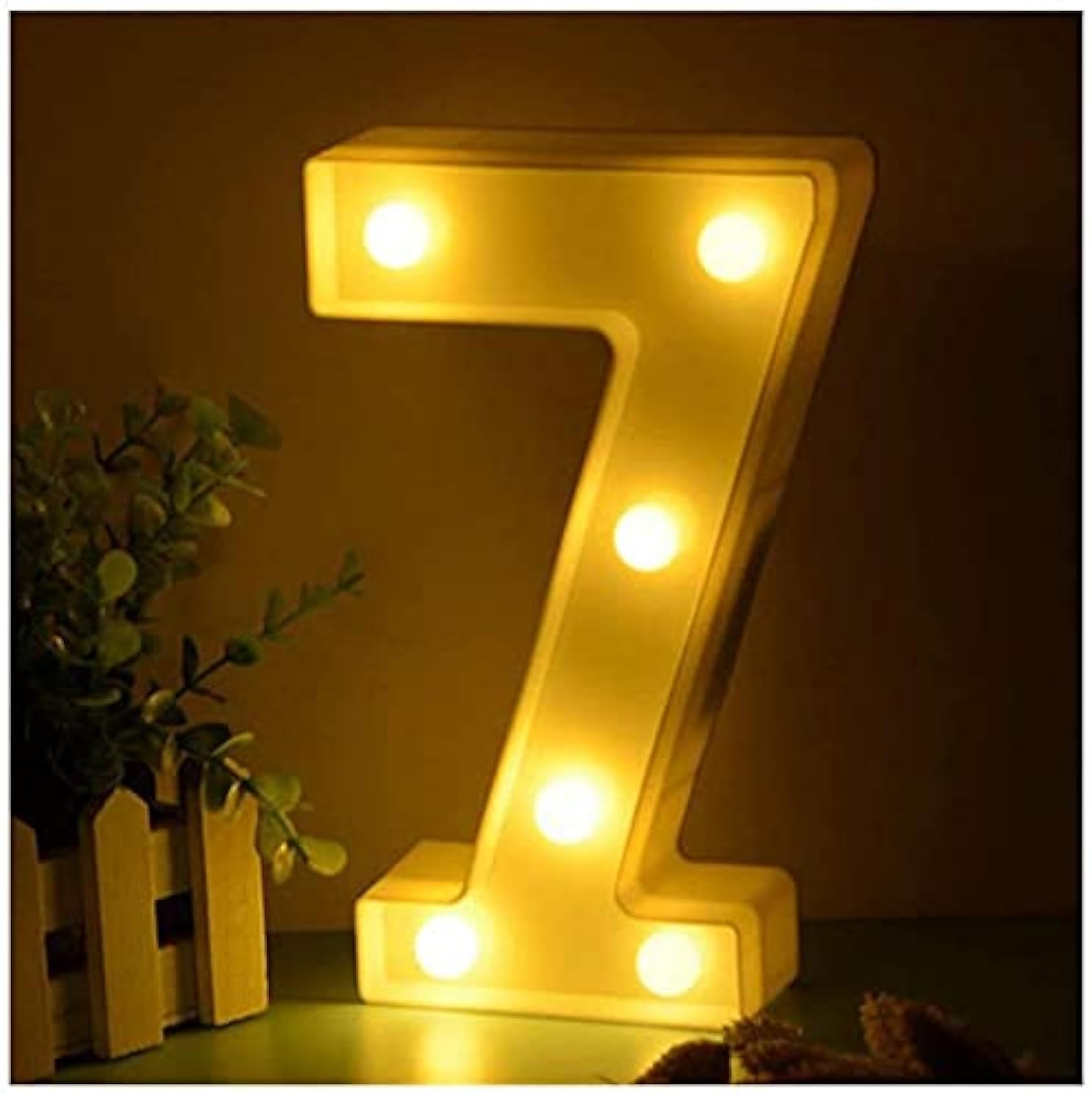 LED Marquee Number Light Sign for Party Family Wedding Decor Walls Hanging (Number 7)