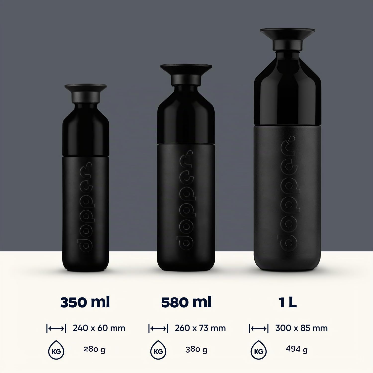 Dopper Insulated Bouteille Isotherme 350ml, 580ml, 1L - 12h de boisson chaude, 24h de boisson froide - La gourde réutilisable acier inoxyable d'eau, thé, café