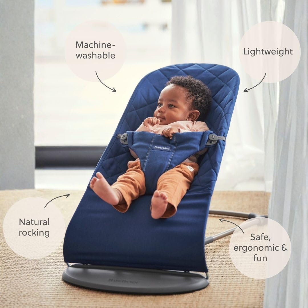 BabyBjörn Babywippe Bliss, Gewebt, Klassische Steppung, Mitternachtsblau