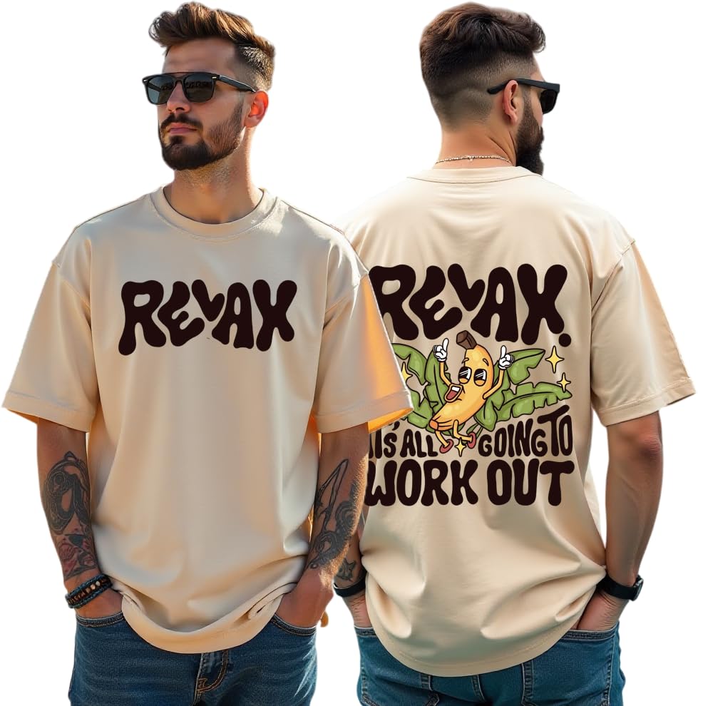 Image of RodZen Men's Cotton Round Neck Printed Oversized Loose Fit T-Shirt