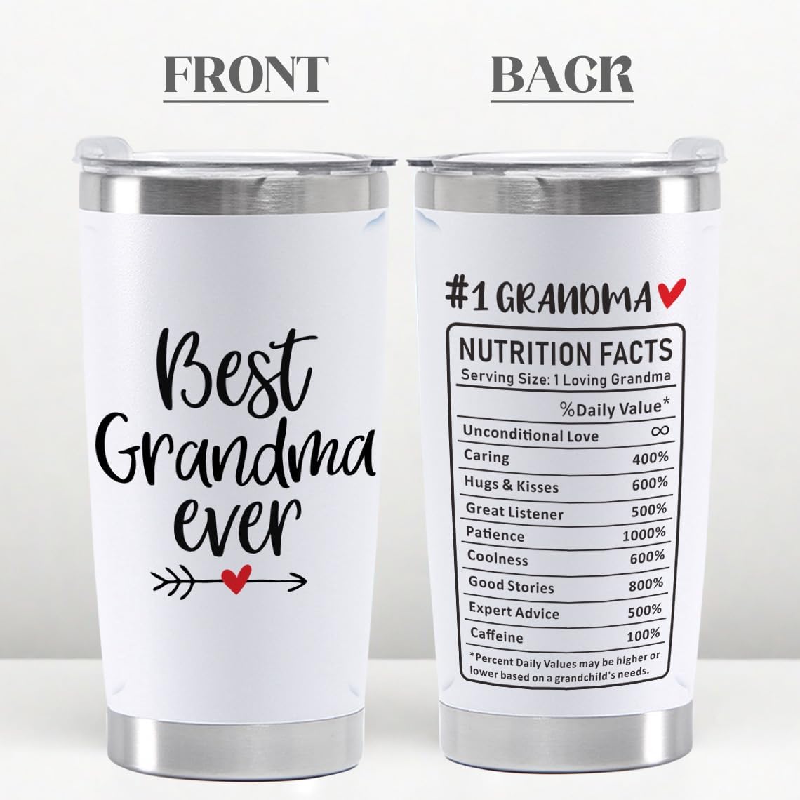 Gifts for Grandma Coffee Tumbler from Granddaughter Grandson Day Mothers Best Grandmother Nana Ever Birthday 20 Oz Cup - Image 2