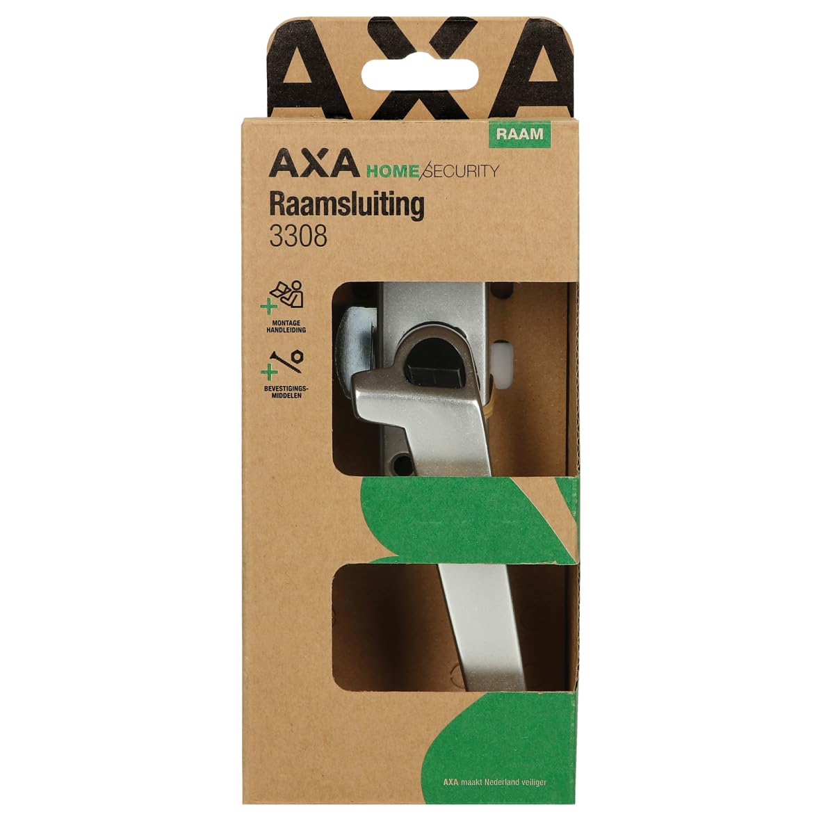 AXA Fenstergriffe 2er set - 3308 - Fenstersicherung - Rechts drehend | abschließbar mit Knopf, Aluminium