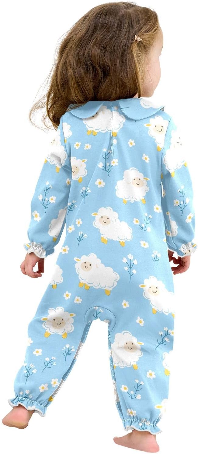 vvfelixl Baby Sleepers Yellow Feet Sheep Long Sleeve Onesie Girl Baby Clothes for Girl Play One-piece for 0-3 months