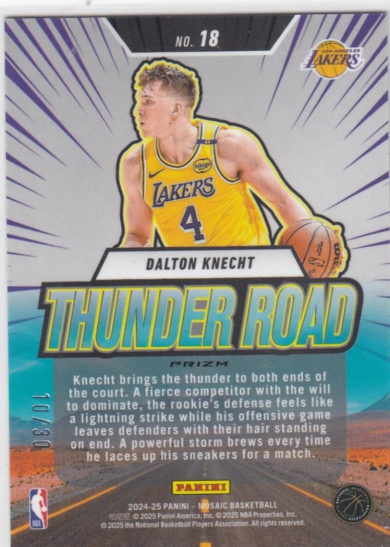 Basketball Trading Card 2024-25 Panini Mosaic Thunder Road Mosaic Blue Fluorescent #18 Dalton Knecht EX/NM 10/30 Lakers
