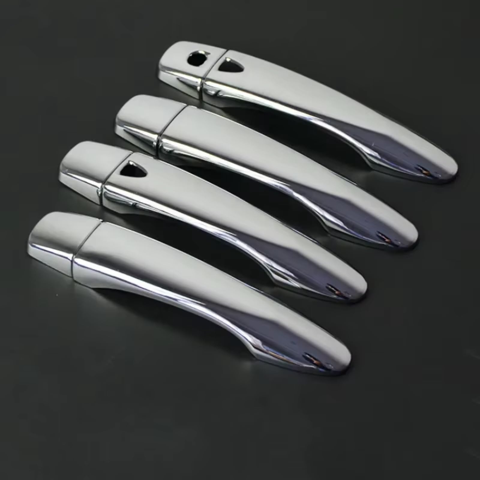 WOLIIEXZ Exterior Door Handle Cap Compatible with Nissan for Pulsar C13 2015 2016 2017 2018 2019 ABS Carbon Fiber Chrome Catch Exterior Door Handle Housing(Silver 2 Buttons)