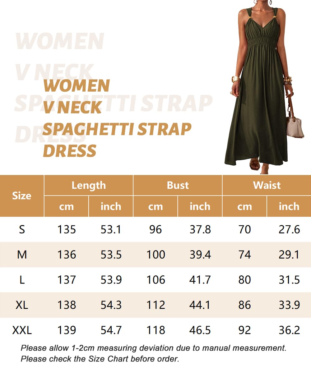 LIAMERHE Robe Longue Femme Été Chic et Élégante - Robe Maxi Décontractée Col en V sans Manches Robe de Plage Bohème Vintage Taille Haute Élastique pour Vacances Fête Quotidien