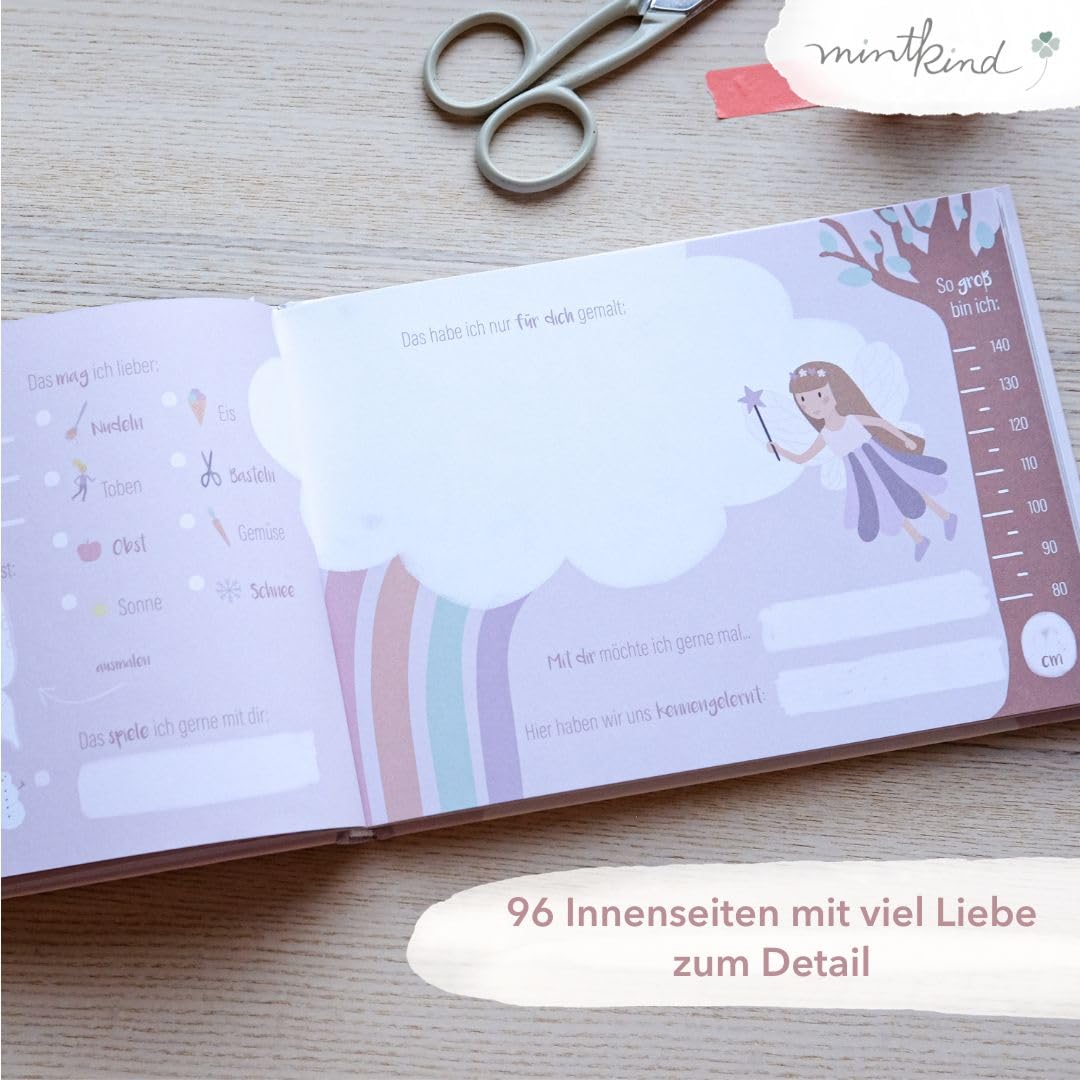 mintkind® Książka przyjaciół przedszkola, świat wróżek, księga przyjaźni dziewcząt i chłopców, książka z wróżkami, prezent na rozpoczęcie szkoły, książka pamiątkowa dla dzieci