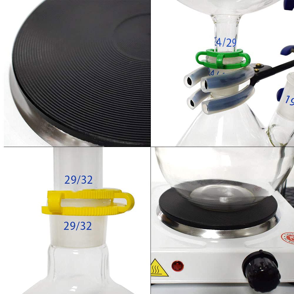 Laboratorio Vetreria Kit 500 ml Strumento di Distillazione Vetro Olio Essenziale Estrazione Purificatore con Condensatore Forno Caldo