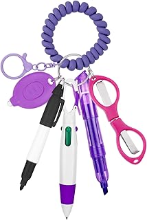 6 in One Nurse Pen Set, Nurse Badge Accessories Include Pen Highlighter Light Foldable Scissors Permanent Marker, Gifts for Work Office Hospital (Purple)