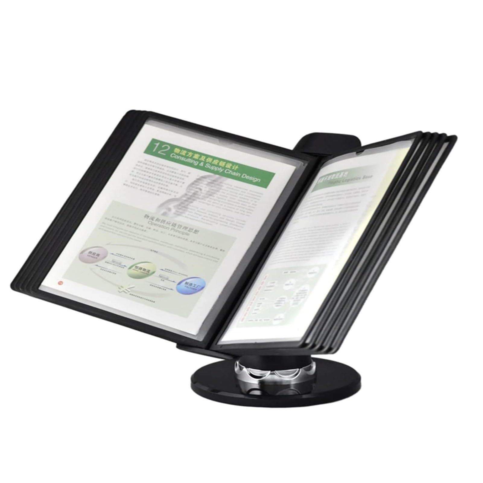 Clasificador De Mesa - Mesa Paneles De Visión, 10 Bolsillos, Giratorio 360° Y Ángulo De Inclinación Ajustable, Para Exhibición De Oficina Y Almacenamiento De Documentos A4